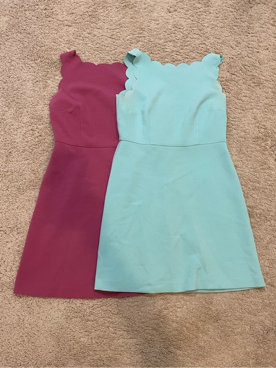 LOFT Dresses & Skirts - LOFT Scalloped Neckline Sleeveless Mini Dress - Mint and Magenta